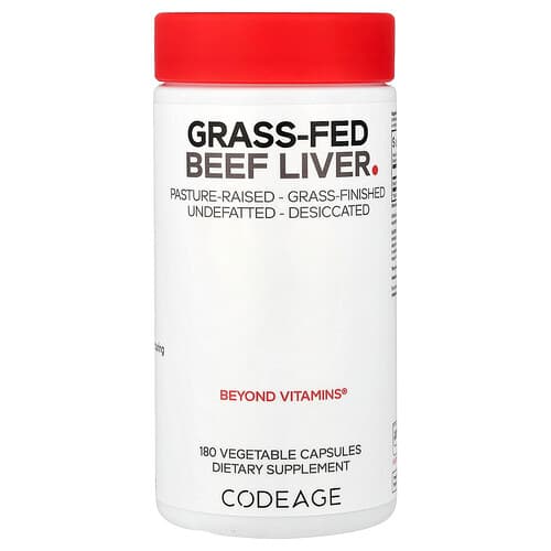 Codeage, Žole šeriamos jautienos kepenys, 180 kapsulių (500 mg vienoje kapsulėje)