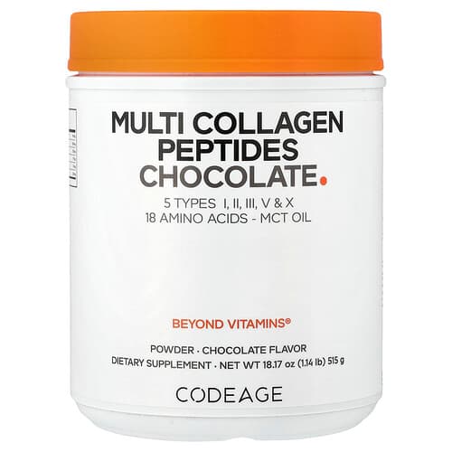 Codeage, Multi kolageno peptidų milteliai, šokoladas, 18.17 oz (515 g)