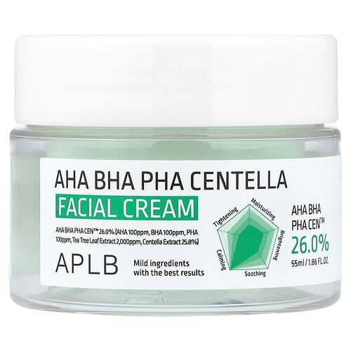 APLB, AHA BHA PHA centelės veido kremas, 55 ml