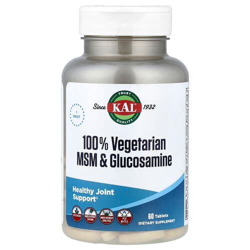 KAL, 100% vegetariškas MSM ir gliukozaminas, 60 tablečių