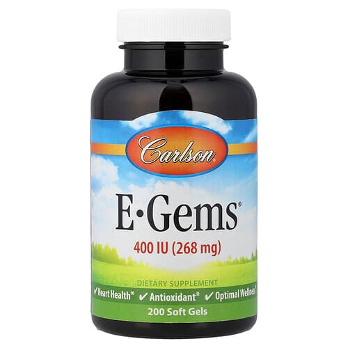 Carlson, E-Gems®, 400 TV (268 mg), 200 minkštųjų kapsulių