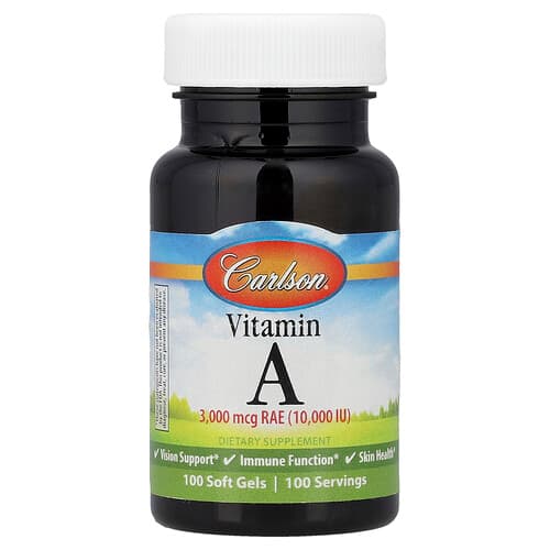 Carlson, Vitaminas A, 3 000 mcg RAE (10 000 TV), 100 minkštų gelių