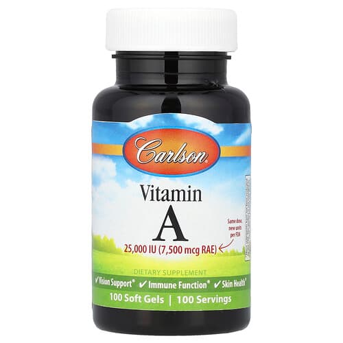 Carlson, Vitaminas A, 7 500 mcg RAE (25 000 TV), 100 minkštųjų kapsulių