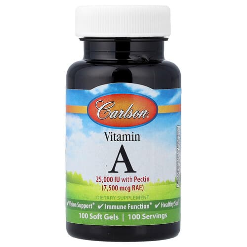 Carlson, Vitaminas A, 7 500 mcg RAE (25 000 TV), 100 minkštųjų kapsulių