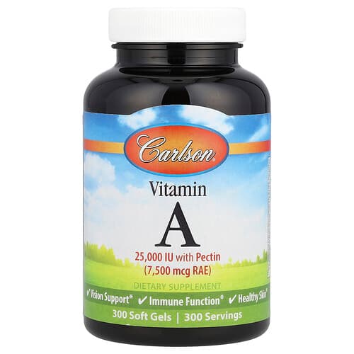Carlson, Vitaminas A, 7 500 mcg RAE (25 000 TV), 300 minkštųjų kapsulių