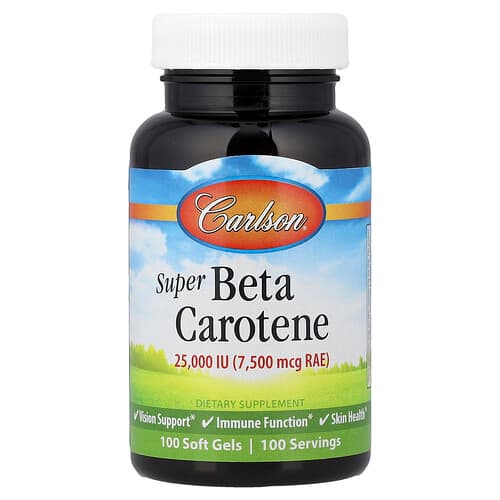 Carlson, Super beta karotinas, 7 500 mcg RAE (25 000 TV), 100 minkštų gelių