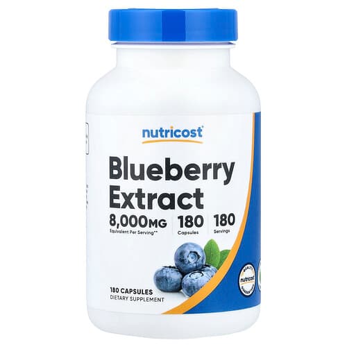 Nutricost, Mėlynių ekstraktas, 160 mg, 180 kapsulių