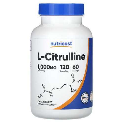 Nutricost, L-citrulinas, 120 kapsulių (500 mg vienoje kapsulėje)