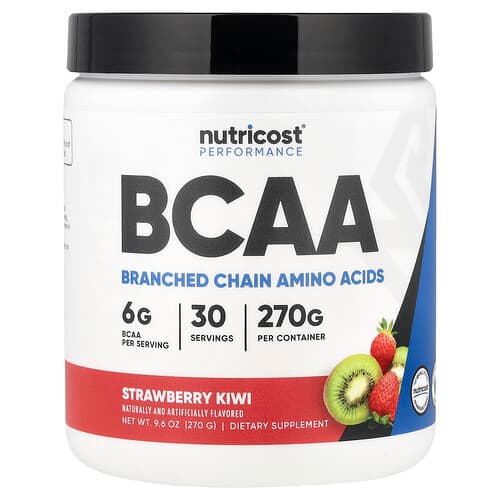 Nutricost, Našumas, BCAA, braškių kiviai, 9.6 oz (270 g)