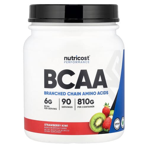 Nutricost, Našumas, BCAA, braškių kiviai, 1,8 svaro (810 g)