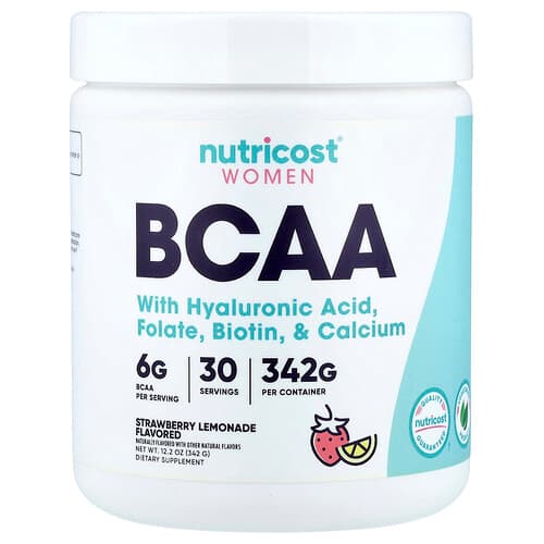 Nutricost, Moterims, BCAA, braškių limonadas, 342 g