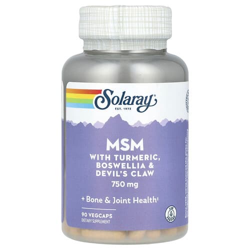Solaray, MSM su ciberžole, bosvelija ir velnio letena, 750 mg, 90 VegCaps