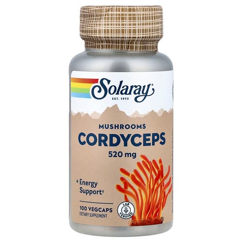 Solaray, Kordicepso grybai, 520 mg, 100 daržovių kapsulių