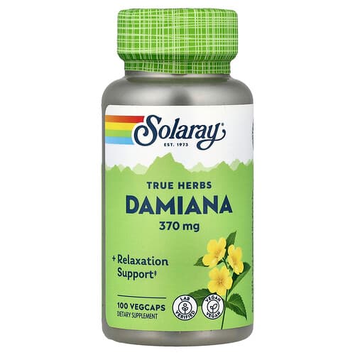 Solaray, Tikros žolelės, Damiana, 370 mg, 100 daržovių kapsulių
