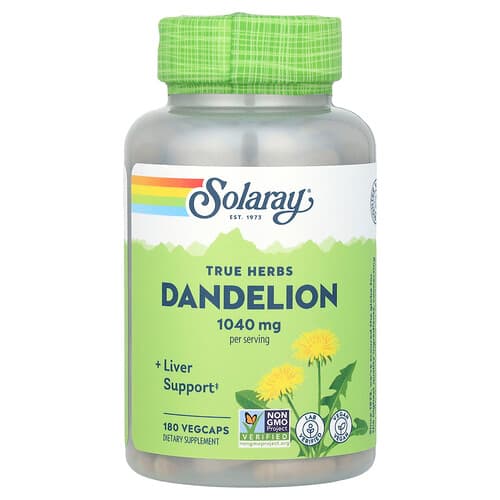 Solaray, True Herbs, Kiaulpienė, 180 VegCaps (520 mg vienoje kapsulėje)