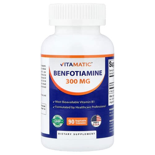 Vitamatic, Benfotiaminas, 300 mg, 90 daržovių kapsulių