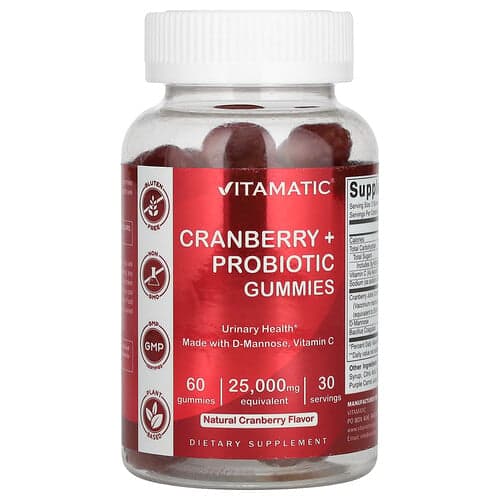 Vitamatic, Spanguolės + probiotiniai guminukai, natūralios spanguolės, 60 guminukų